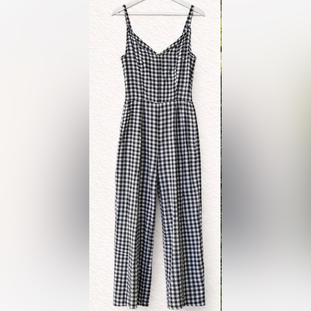 Black and White Gingham Halter Jumpsuit